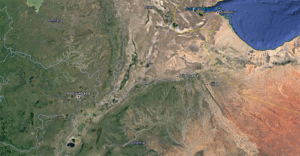 Satellite view of Ethiopia