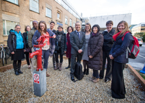 Pumping the Smart Handpump outside the School of Geography and the Environment