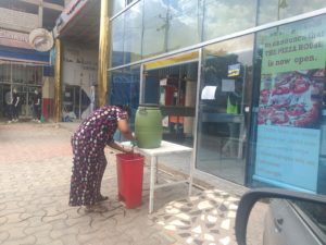 A hand washing facility in front of a mall in Addis Ababa, Ethiopia. Credit: Behailu Berehanu