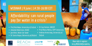 On 9 June 2020 REACH is hosting a webinar on water affordability