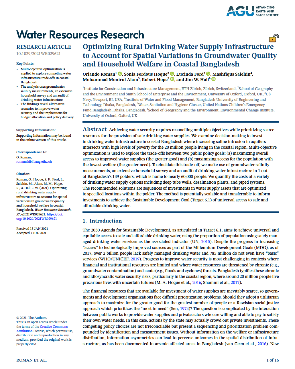 Water  August-2 2021 - Browse Articles