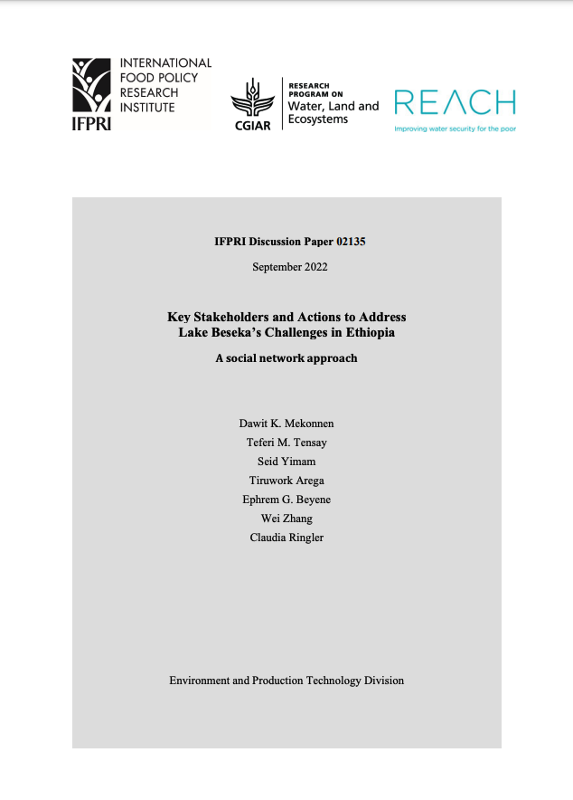 Cover page of IFPRI CGIAR REACH discussion paper