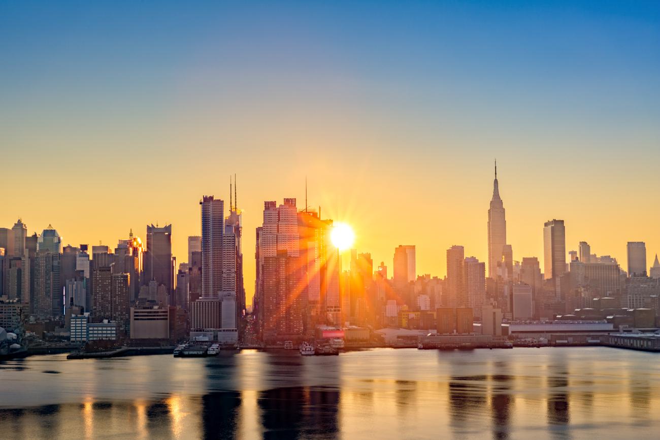 View of the sunsetting in New-York