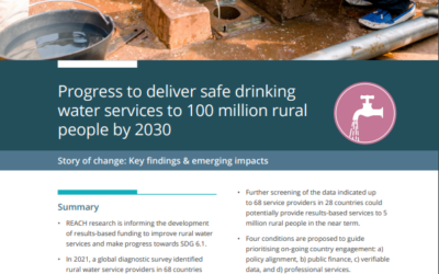 Progress to deliver safe drinking water services to 100 million rural people by 2030