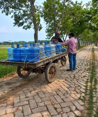 Water being transported from a Reverse Osmosis plant, Southwest Bangladesh