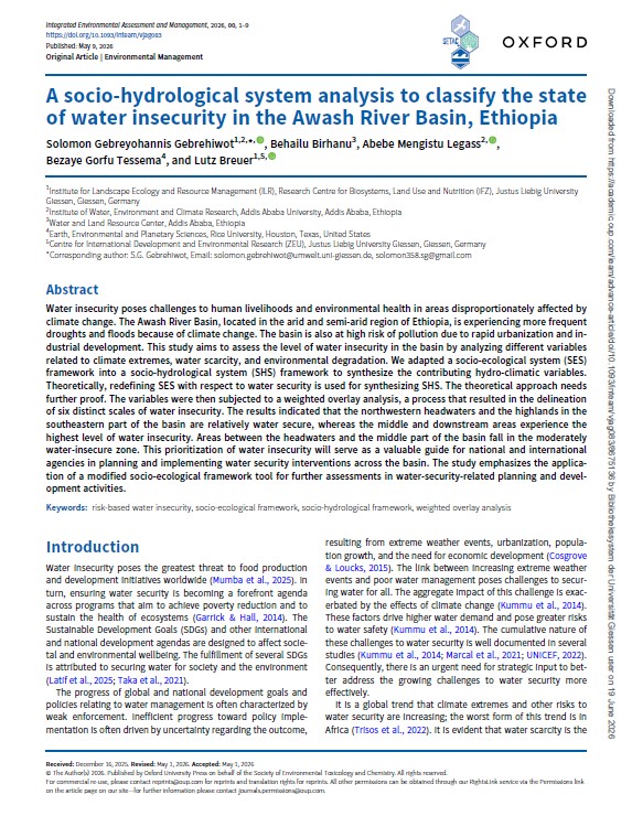 Sociohydrological cover Cover of Awash basin paper 2026